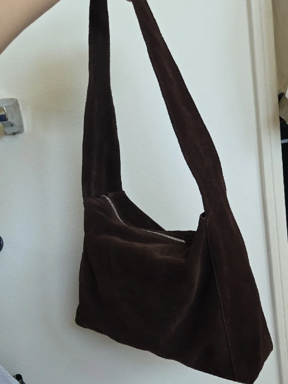 Chocolate Brown Suede Shoulder Bag